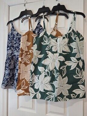 Bundle Of 3 Cotton Camisole Tops  Adjustable Straps Summer Vacay  Beach